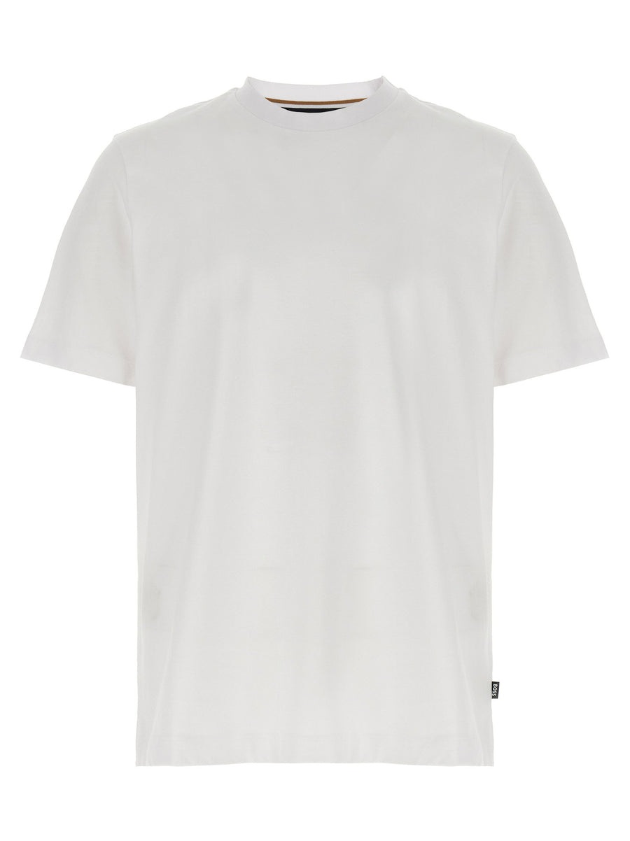 Hugo Boss Taut 81 T Shirt For Men Premium 100 Percent Cotton White Jersey Tee With Embossed Back Logo