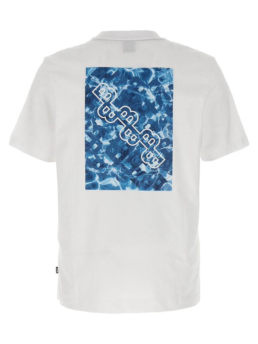Hugo Boss Taut 81 T Shirt For Men Premium 100 Percent Cotton White Jersey Tee With Embossed Back Logo