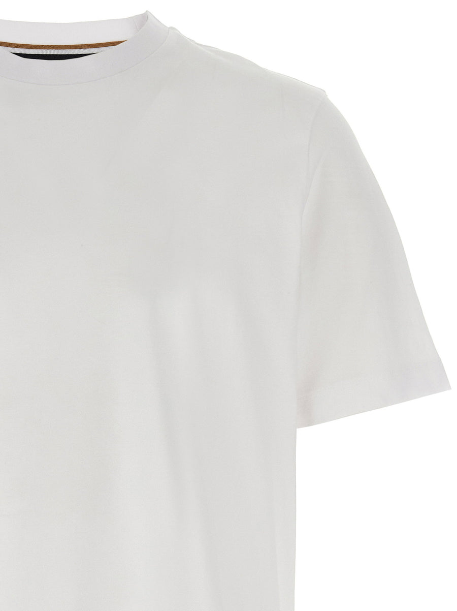 Hugo Boss Taut 81 T Shirt For Men Premium 100 Percent Cotton White Jersey Tee With Embossed Back Logo