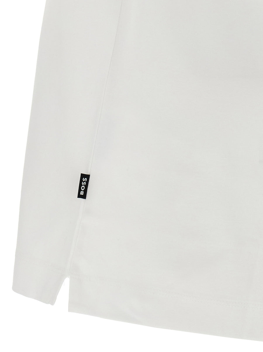 Hugo Boss Taut 81 T Shirt For Men Premium 100 Percent Cotton White Jersey Tee With Embossed Back Logo