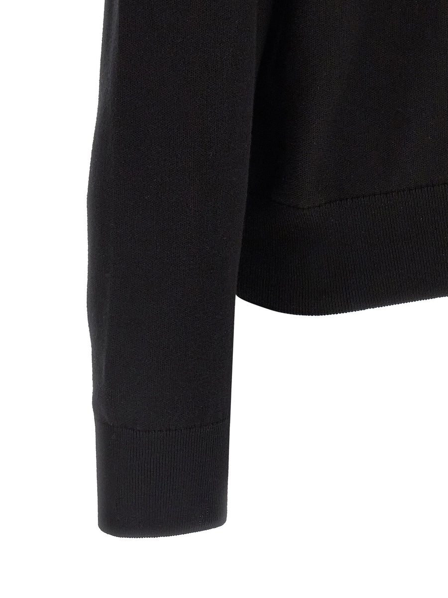 Hugo Boss Upalano Black Cotton Knit Cardigan With Logo Embroidery Front Zip