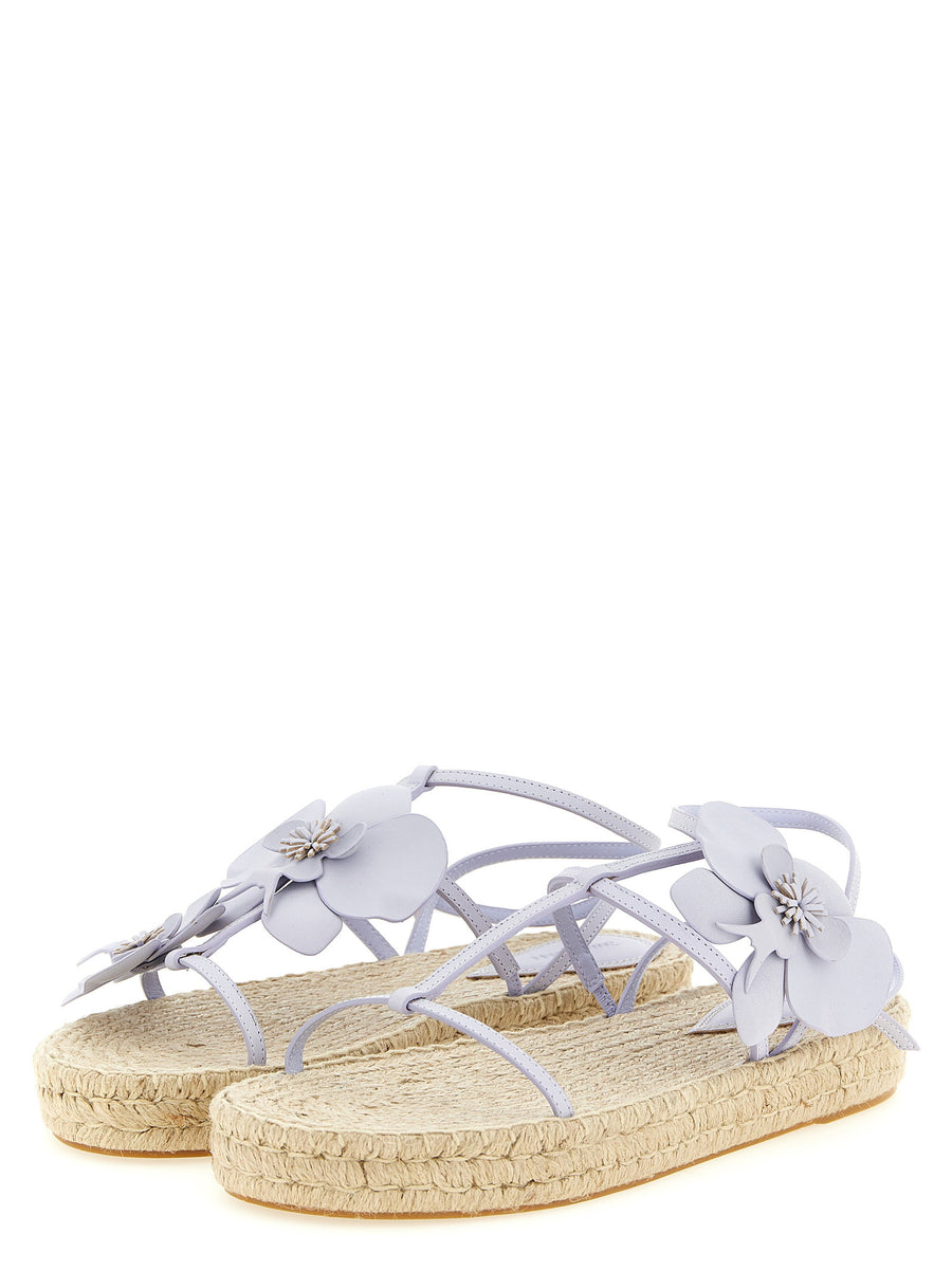 Zimmermann Orchid Purple Leather Sandals for Women with Adjustable Ankle Strap and Rope Platform