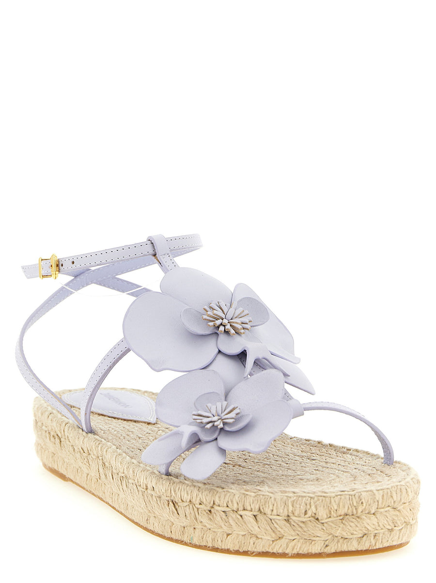 Zimmermann Orchid Purple Leather Sandals for Women with Adjustable Ankle Strap and Rope Platform