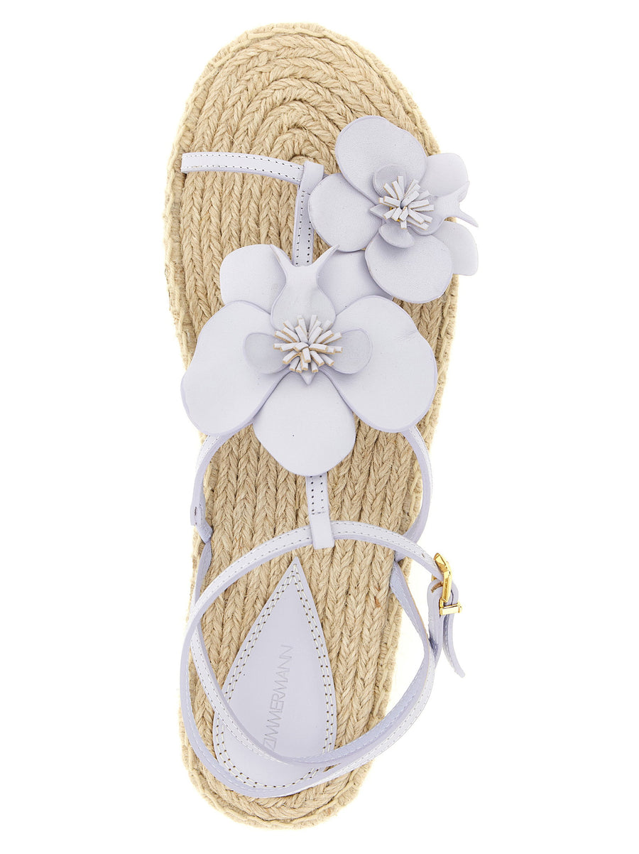 Zimmermann Orchid Purple Leather Sandals for Women with Adjustable Ankle Strap and Rope Platform