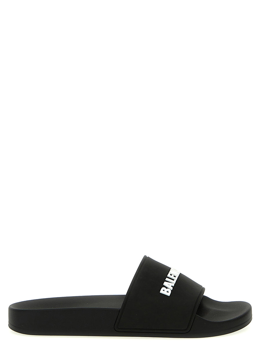 Balenciaga Pool Sandals For Women Front Logo TPU Quick Dry White Black Poolside Luxury Footwear