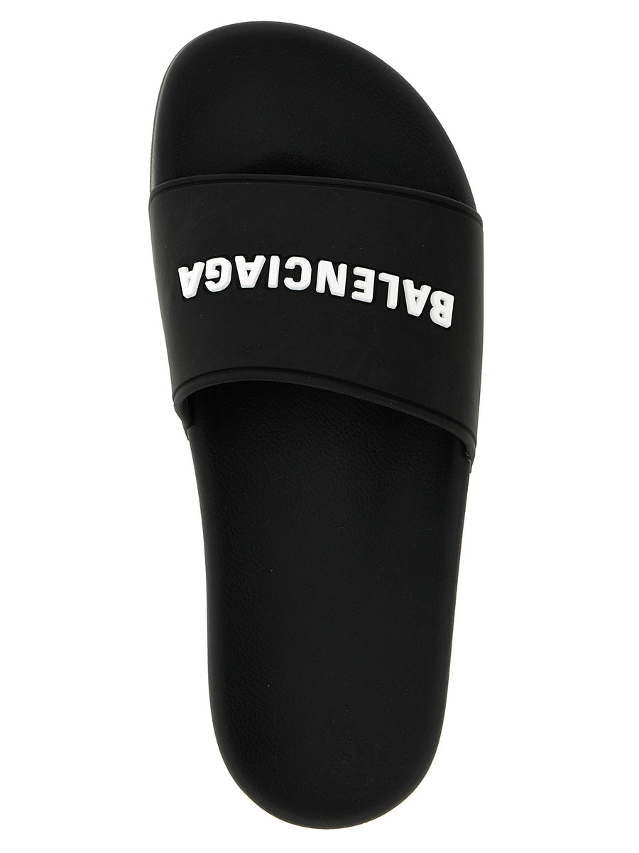 Balenciaga Pool Sandals For Women Front Logo TPU Quick Dry White Black Poolside Luxury Footwear