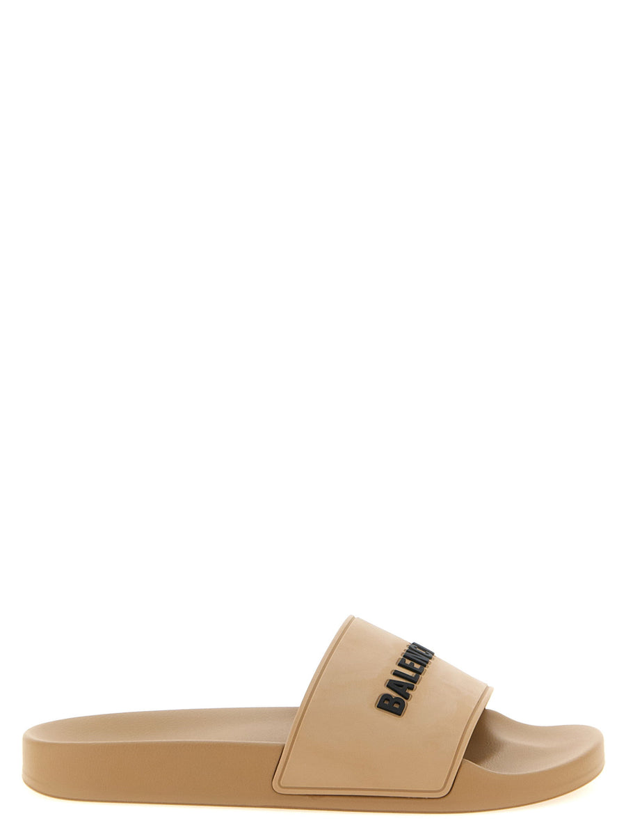 Balenciaga Pool Slide Sandals For Women With Molded Insole And 100 Percent TPU Beige Pool Ready Luxury