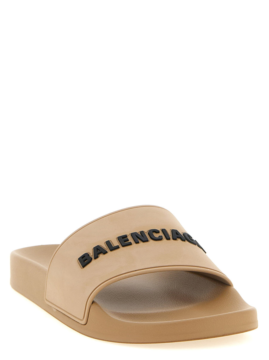 Balenciaga Pool Slide Sandals For Women With Molded Insole And 100 Percent TPU Beige Pool Ready Luxury