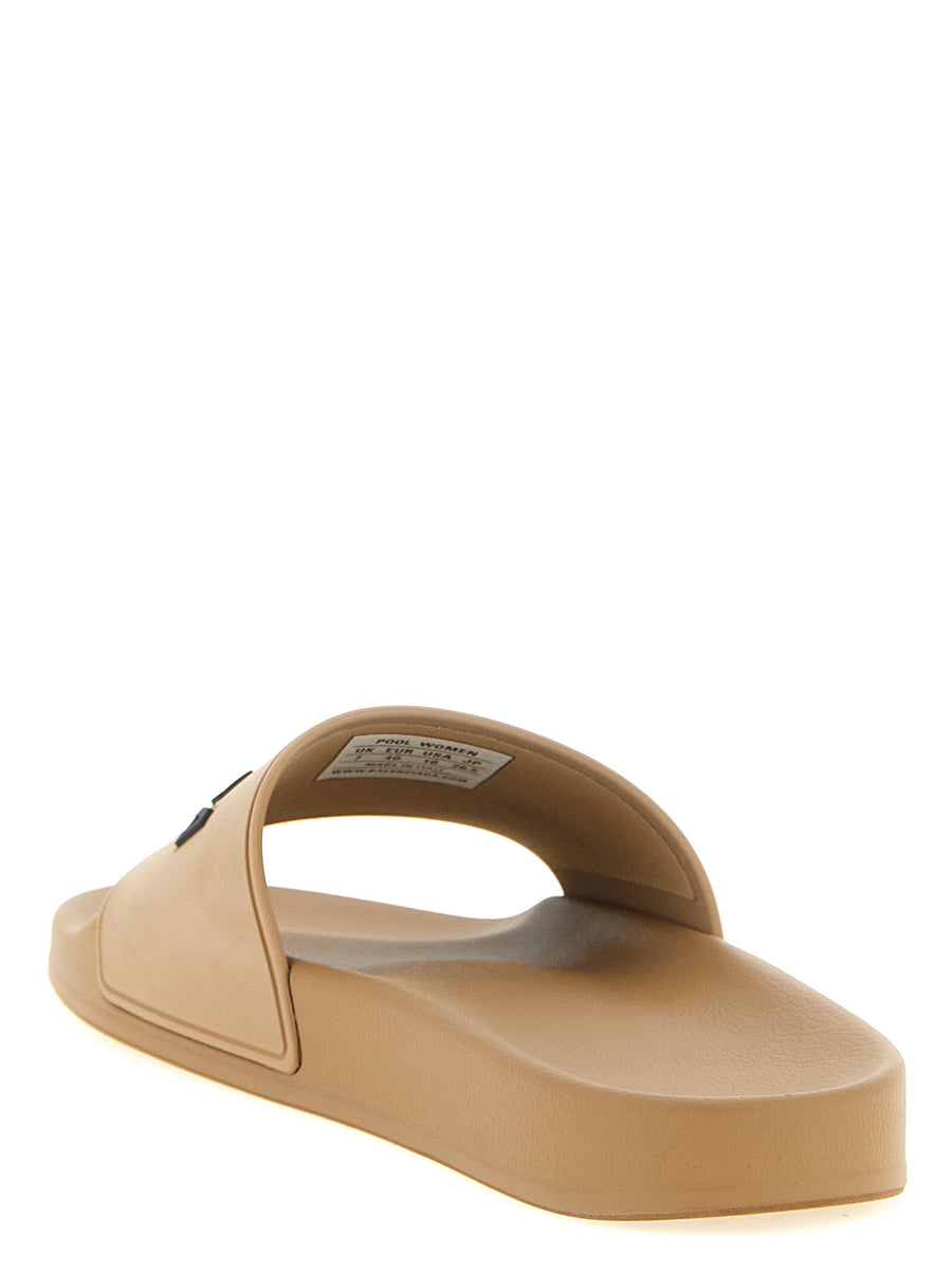 Balenciaga Pool Slide Sandals For Women With Molded Insole And 100 Percent TPU Beige Pool Ready Luxury