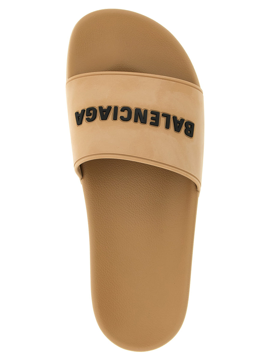 Balenciaga Pool Slide Sandals For Women With Molded Insole And 100 Percent TPU Beige Pool Ready Luxury