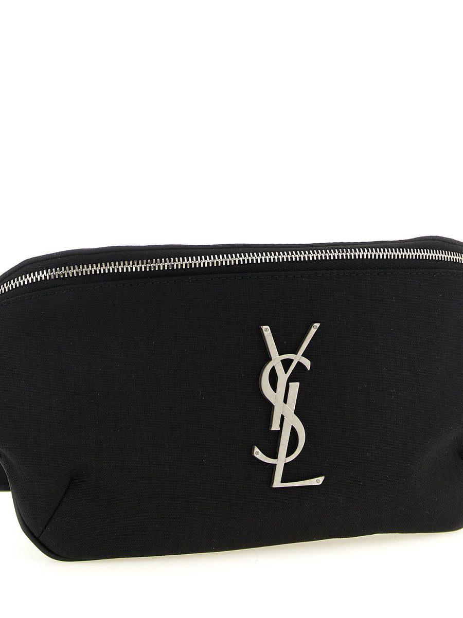 Saint Laurent Cassandre Belt Bag For Men Premium Black Lamb Leather With Adjustable Strap And Structured Silhouette