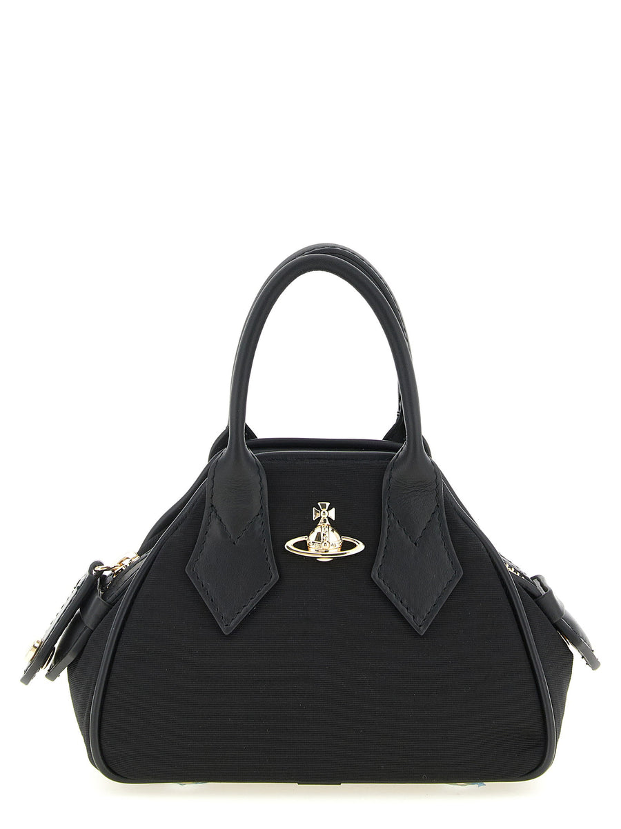 Vivienne Westwood Yasmine Mini Handbag Luxurious Black Moire With Orb Logo Top Zip Double Handle For Women