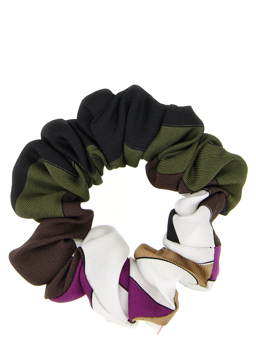 Emilio Pucci Iride Hair Elastic Silk Twill Band For Women Luxe Multicolor Print Pattern