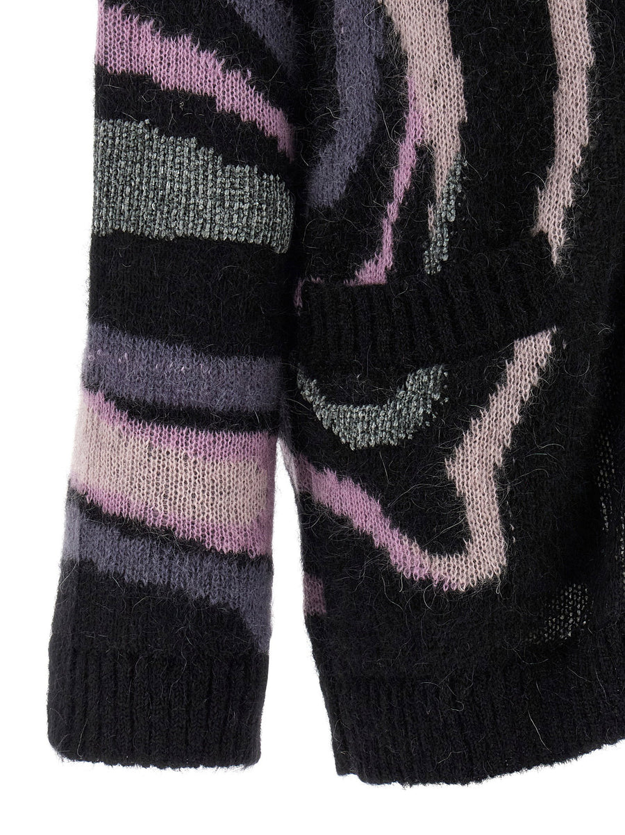 Emilio Pucci Marmo Cardigan For Women Luxe Mohair Knit With Marmo Print V Neck Front Button Pockets