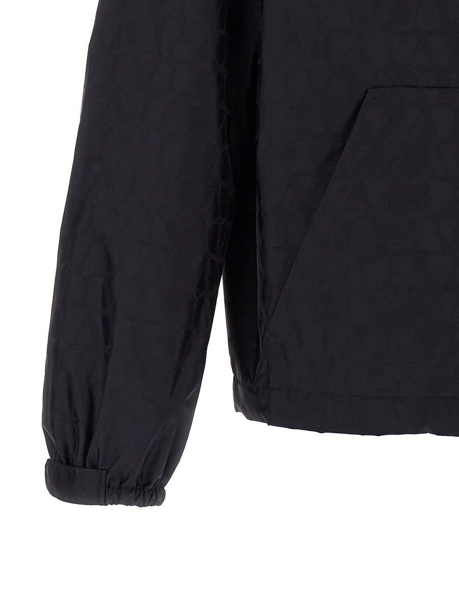 Valentino Toile Iconographe Windbreaker For Women Weather Ready Lightweight Nylon With Removable Hood And Pockets