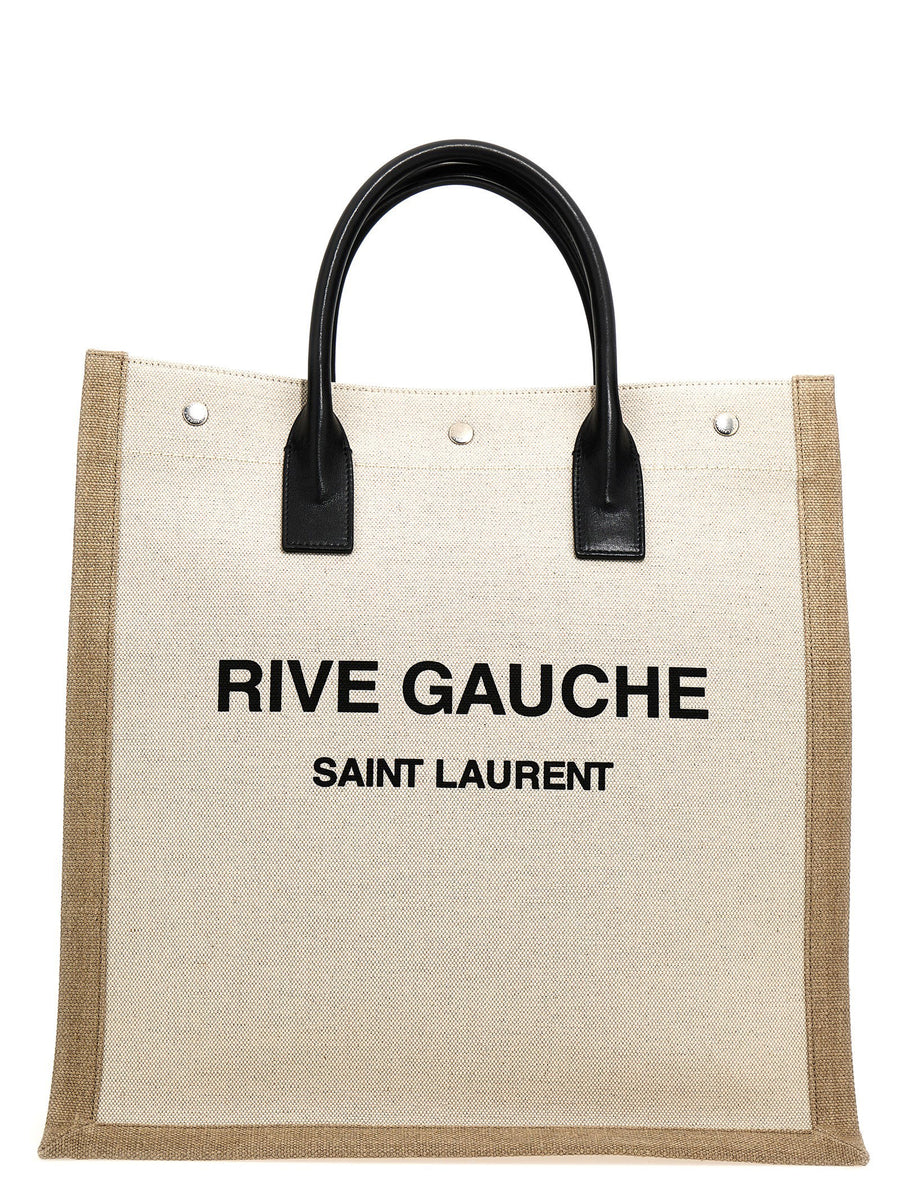 Saint Laurent Rive Gauche North South Shopping Bag Luxury Canvas With Leather Details For Men
