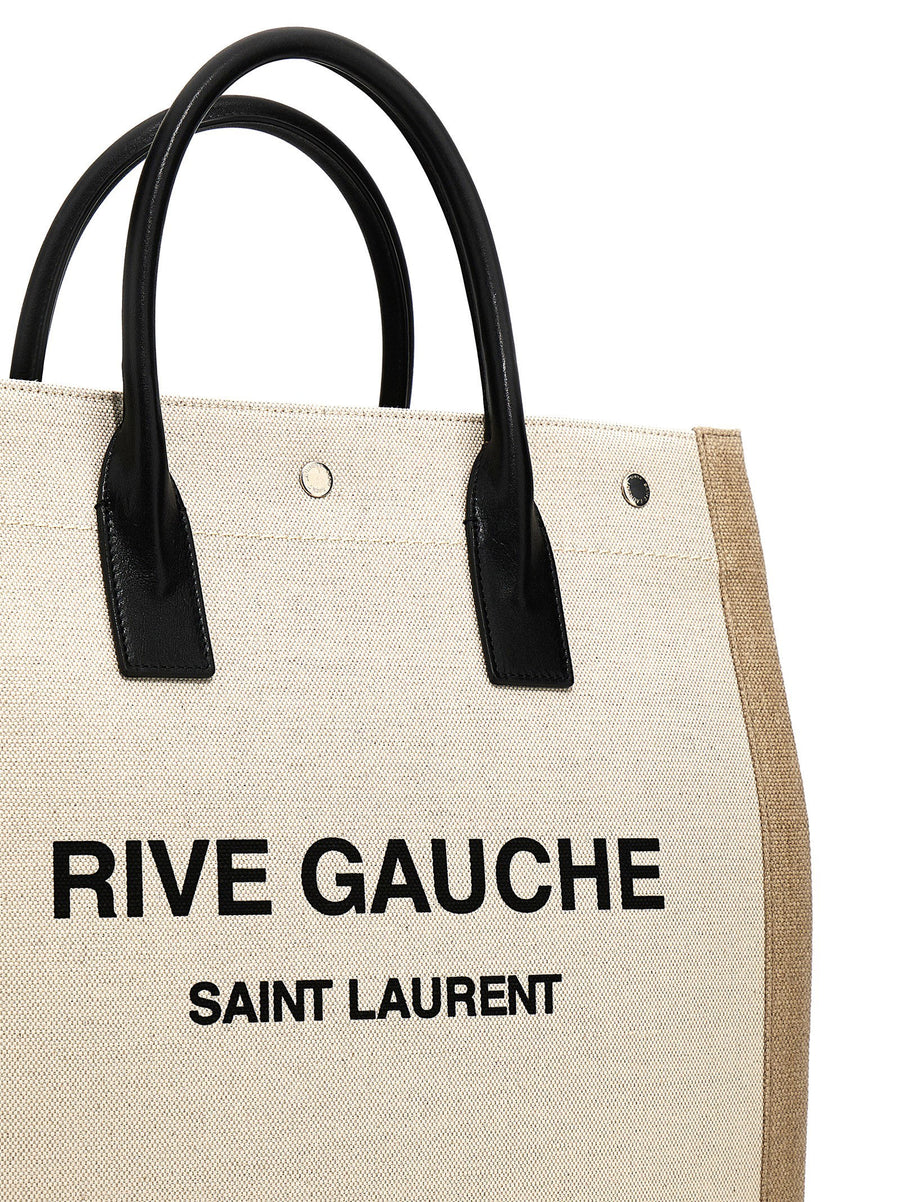 Saint Laurent Rive Gauche North South Shopping Bag Luxury Canvas With Leather Details For Men