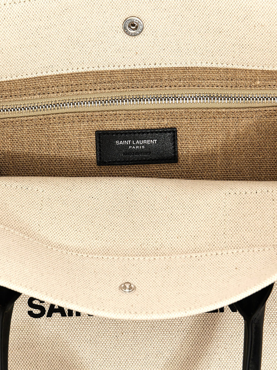 Saint Laurent Rive Gauche North South Shopping Bag Luxury Canvas With Leather Details For Men