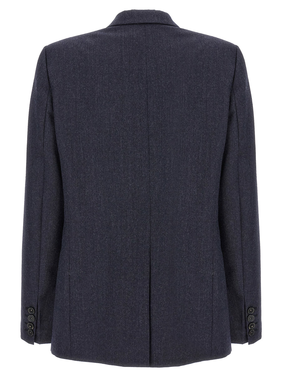 Stella McCartney Single Breasted Wool Blazer For Women In Blue Flannel Refined Smart Casual Office Wear