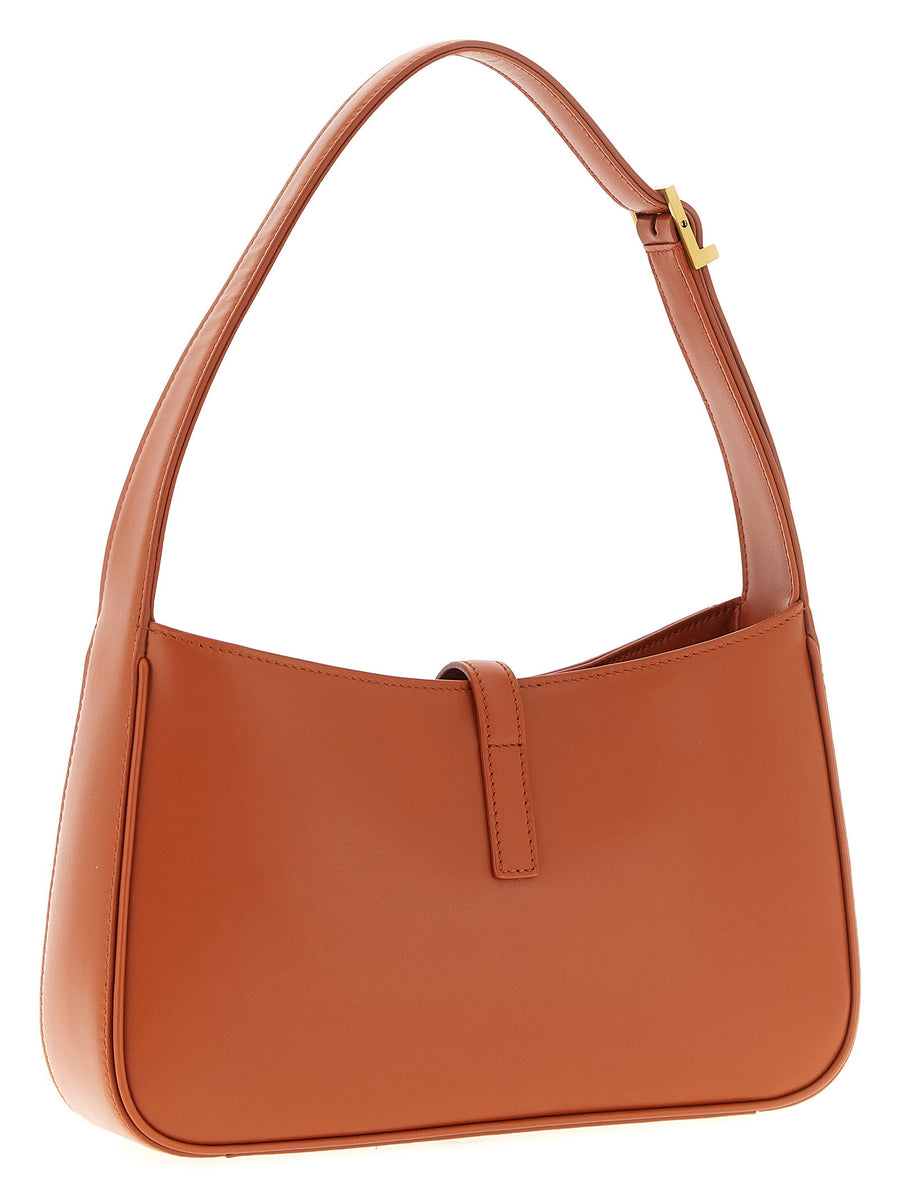 Saint Laurent Le 5 à 7 Small Shoulder Bag Orange Calfskin Leather with Adjustable Strap for Women, Compact Luxury