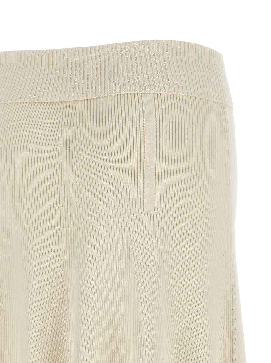 Zimmermann Rebellion Beige Ribbed Viscose Midi Skirt with Button Closure