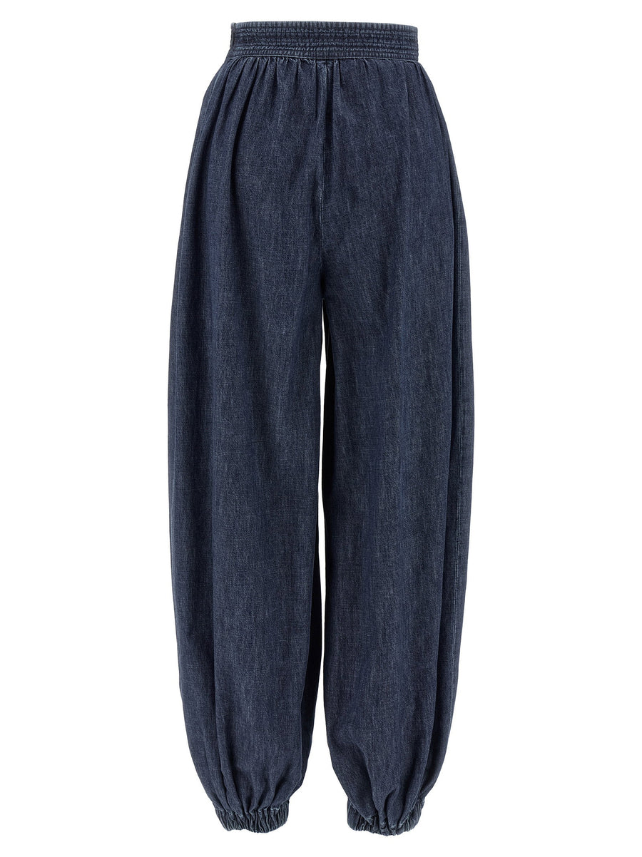 Valentino Garavani Chambray Denim Pants For Women Breathable 100 Percent Cotton High Waist Loose Leg All Day Comfort