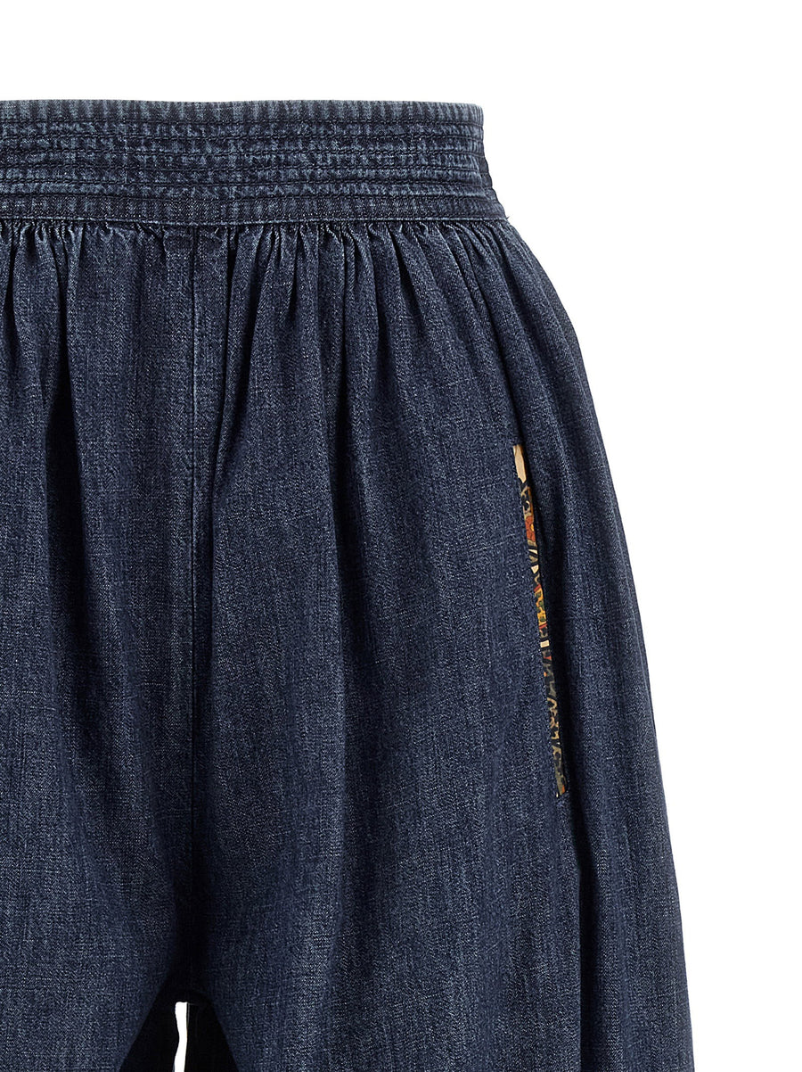Valentino Garavani Chambray Denim Pants For Women Breathable 100 Percent Cotton High Waist Loose Leg All Day Comfort