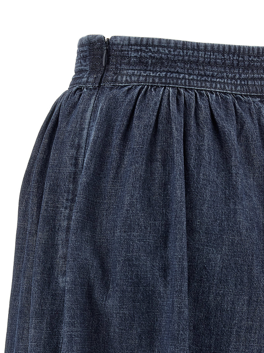 Valentino Garavani Chambray Denim Pants For Women Breathable 100 Percent Cotton High Waist Loose Leg All Day Comfort