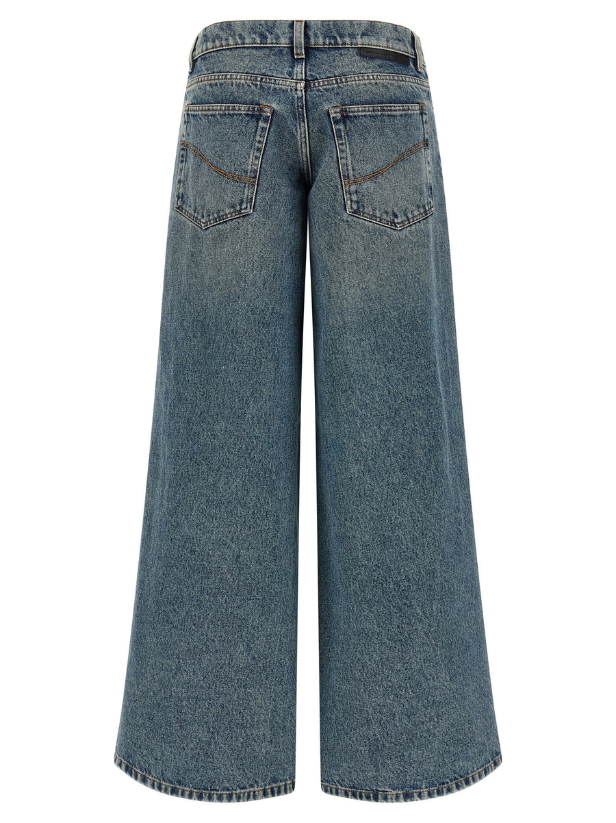 Stella McCartney Lace Up Jeans Women Corset Lace Detailing Wide Leg Premium Denim Fashion