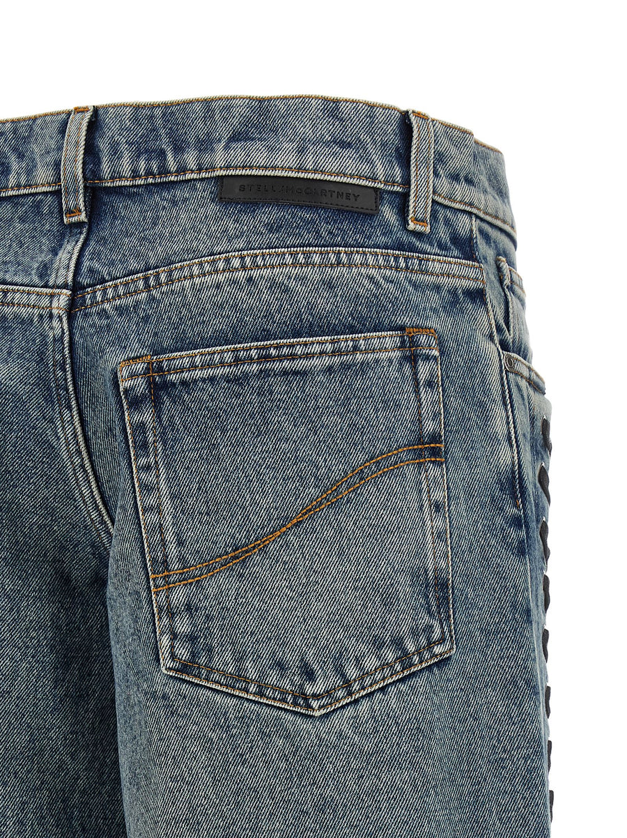 Stella McCartney Lace Up Jeans Women Corset Lace Detailing Wide Leg Premium Denim Fashion