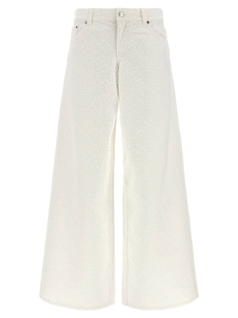 Stella McCartney Boucle Pattern Jeans For Women 100 Percent Cotton Wide Leg Luxury