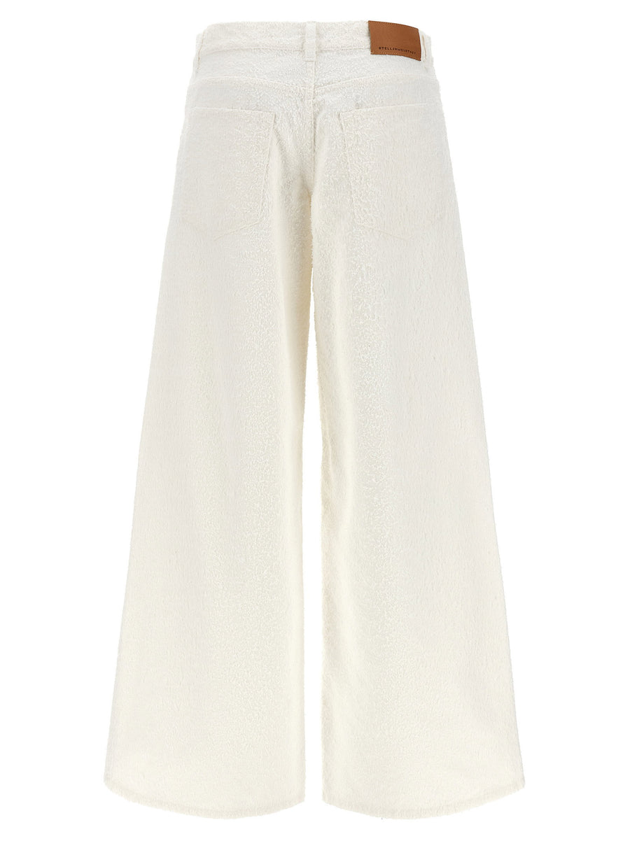 Stella McCartney Boucle Pattern Jeans For Women 100 Percent Cotton Wide Leg Luxury