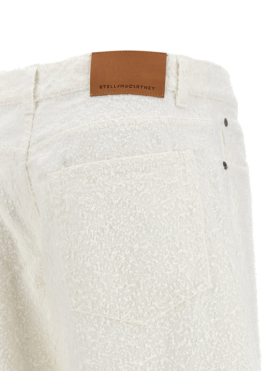 Stella McCartney Boucle Pattern Jeans For Women 100 Percent Cotton Wide Leg Luxury