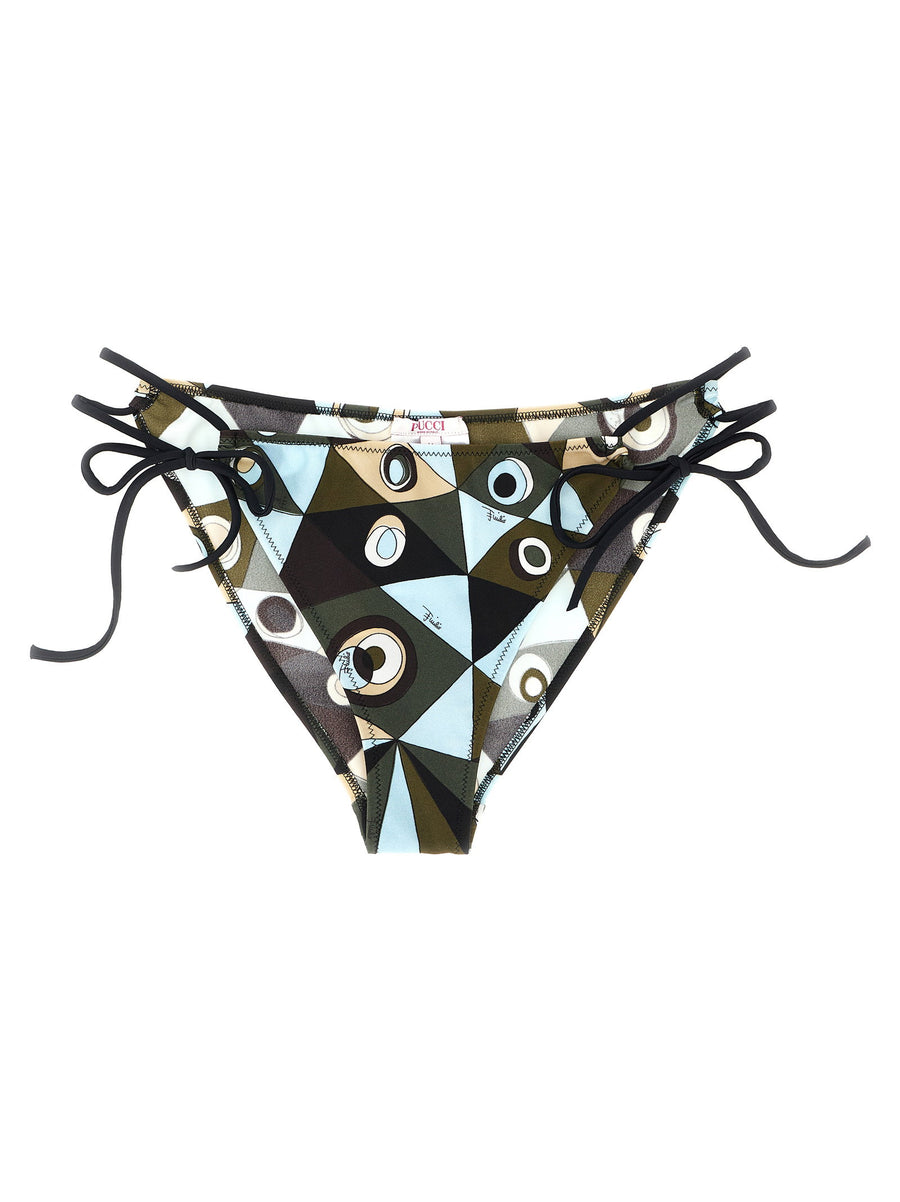 Emilio Pucci Multicolor Occhi Print Low Waist Bikini Briefs With Adjustable Ties