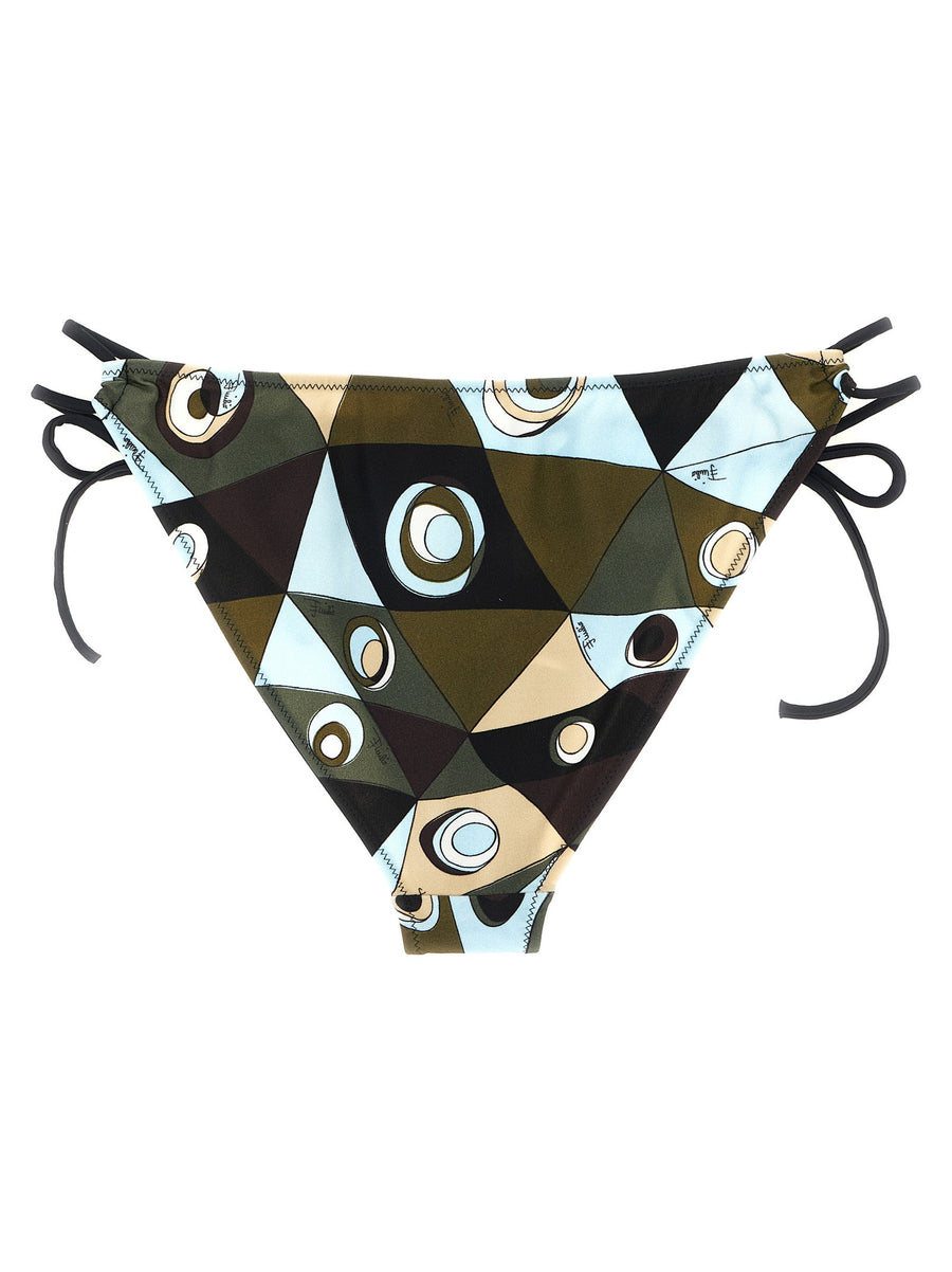 Emilio Pucci Multicolor Occhi Print Low Waist Bikini Briefs With Adjustable Ties