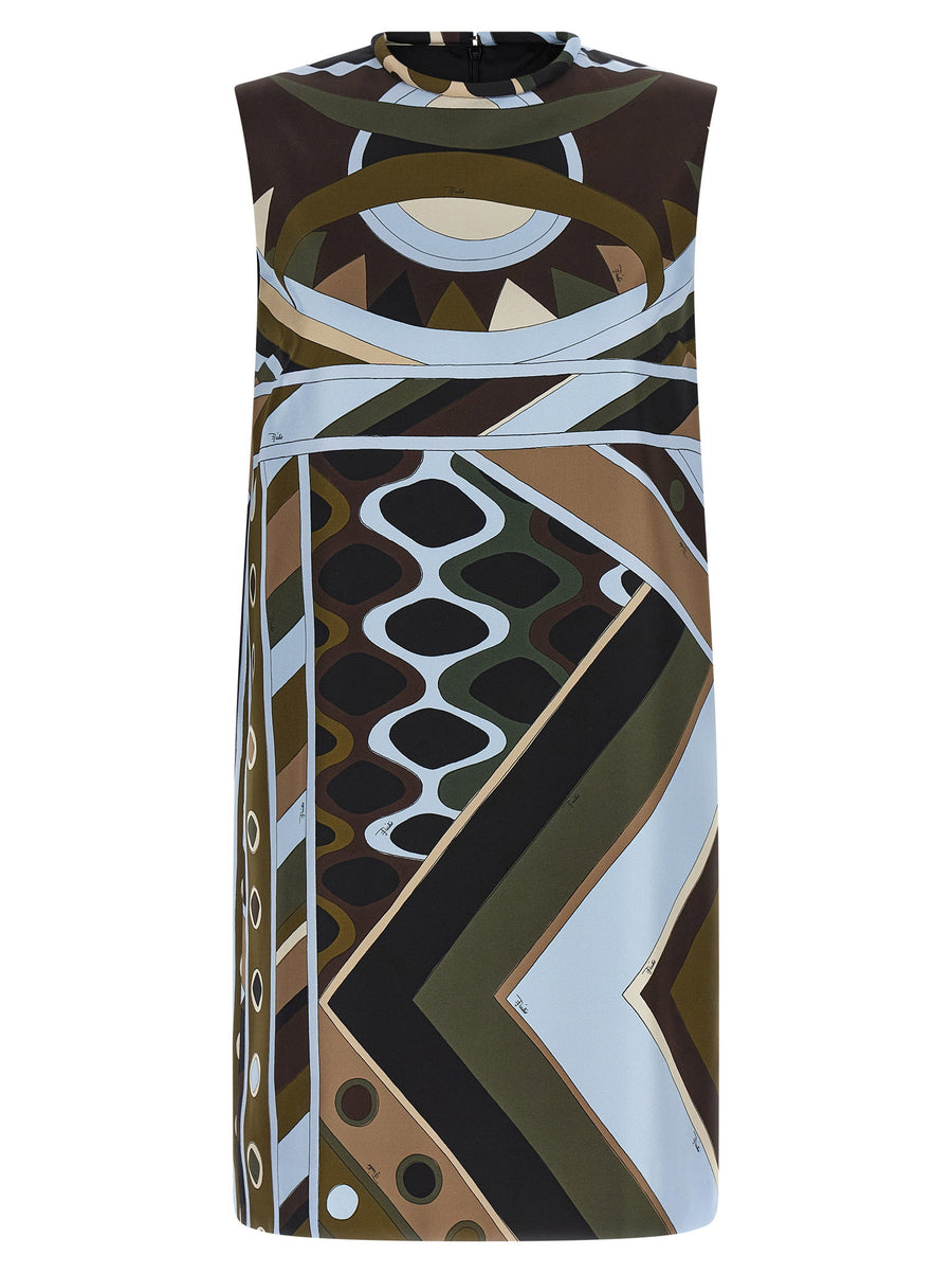 Emilio Pucci Vivara Print Silk Twill Mini Dress Multicolor