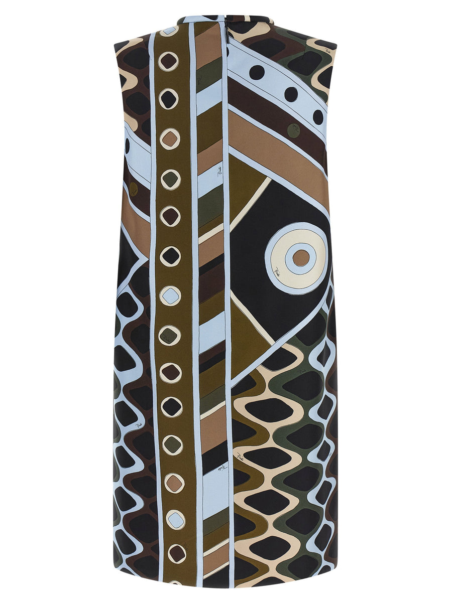 Emilio Pucci Vivara Print Silk Twill Mini Dress Multicolor