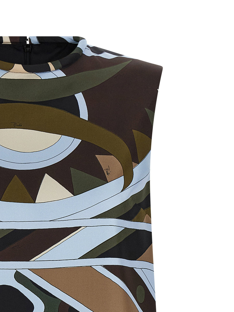 Emilio Pucci Vivara Print Silk Twill Mini Dress Multicolor