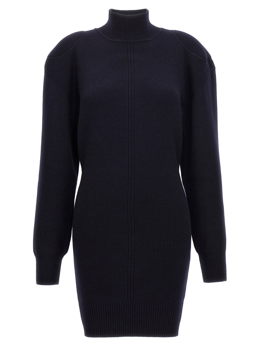 Stella McCartney Knitted Dress Blue Wool Blend High Neck Long Sleeve For Women Timeless Tailoring