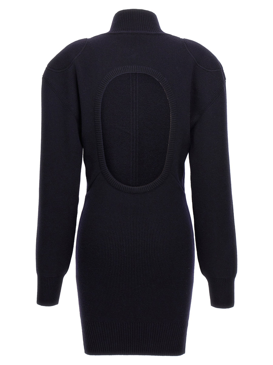 Stella McCartney Knitted Dress Blue Wool Blend High Neck Long Sleeve For Women Timeless Tailoring