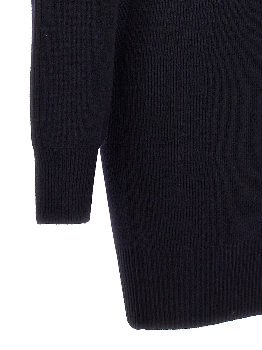 Stella McCartney Knitted Dress Blue Wool Blend High Neck Long Sleeve For Women Timeless Tailoring