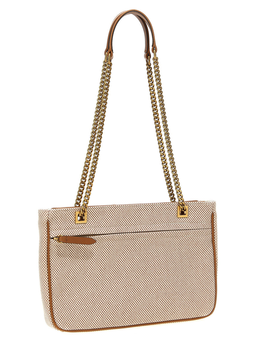 Valentino Garavani Viva Superstar Shopper Bag For Women Beige Canvas With V Logo Leather Details