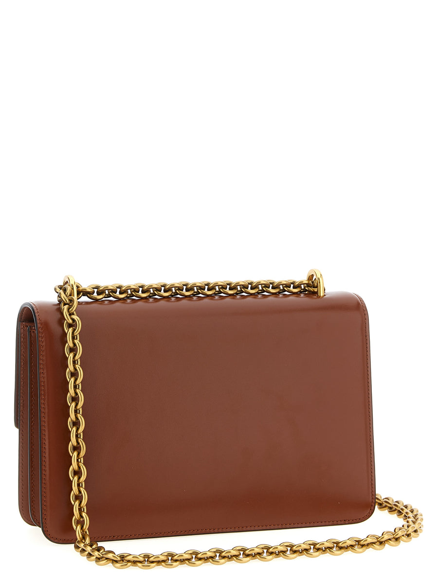 Valentino Garavani Vain Shoulder Bag Brown Calfskin With Magnetic VLogo Closure For Women One Size