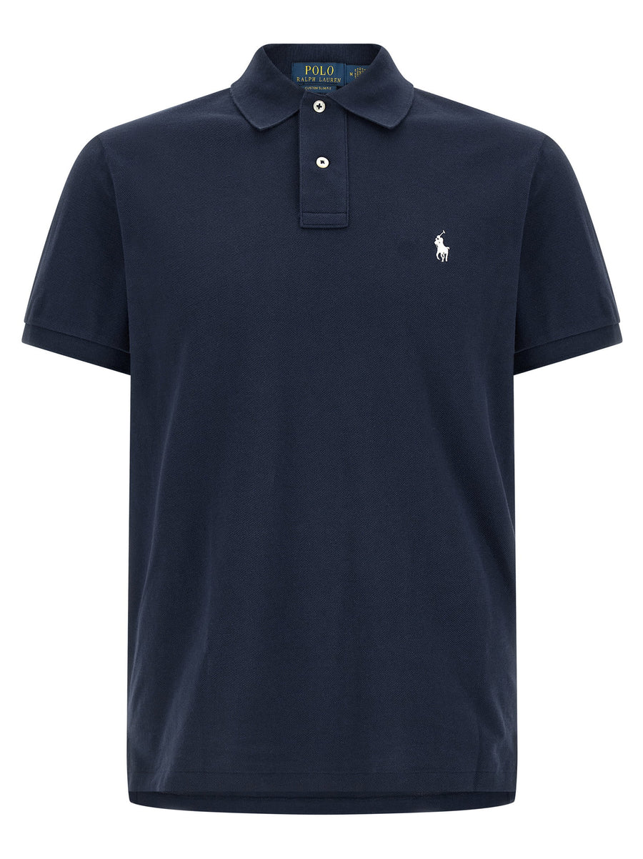 Polo Ralph Lauren Logo Embroidery Polo Shirt For Men In Blue 100 Percent Cotton Pique Premium Easy Fit