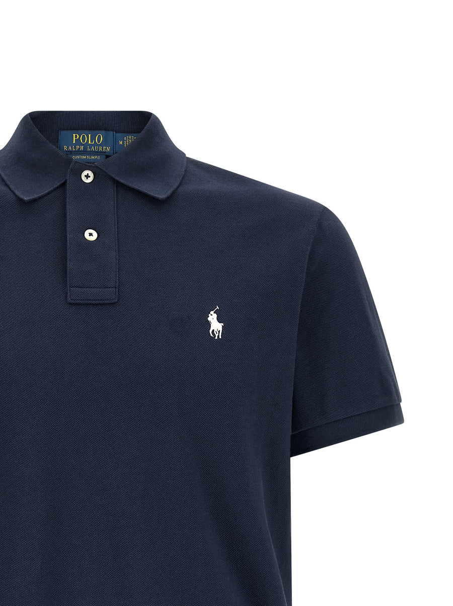 Polo Ralph Lauren Logo Embroidery Polo Shirt For Men In Blue 100 Percent Cotton Pique Premium Easy Fit