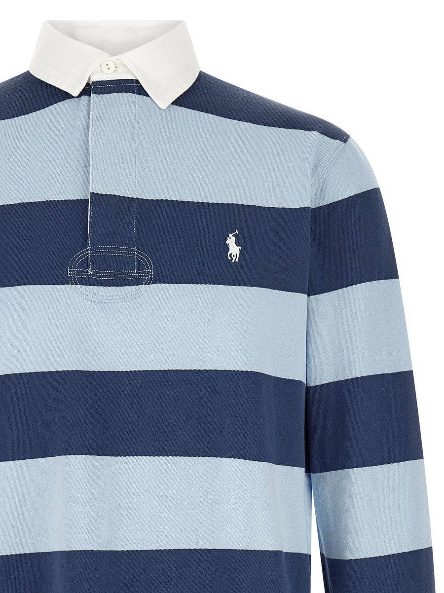 Polo Ralph Lauren Iconic Rugby Polo Shirt Blue Striped Cotton Classic Fit