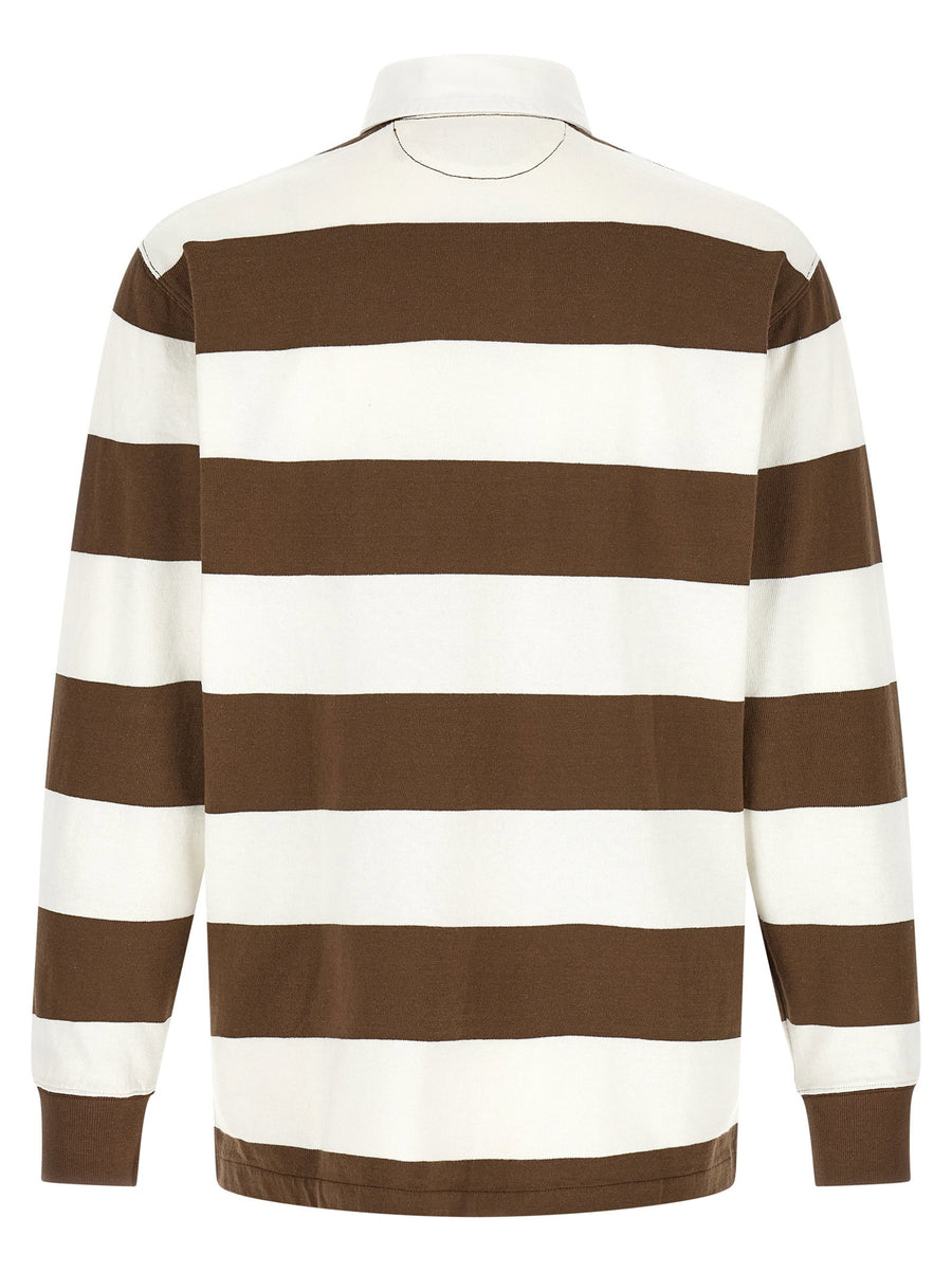 Polo Ralph Lauren Iconic Striped Rugby Polo Shirt Brown 100 Percent Cotton