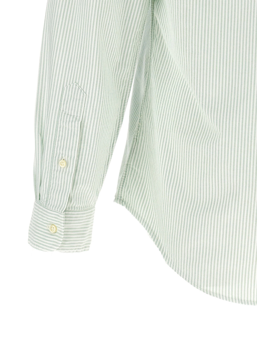 Polo Ralph Lauren Button Down Shirt For Men Green Striped 100 Percent Cotton Oxford Custom Fit Smart Casual
