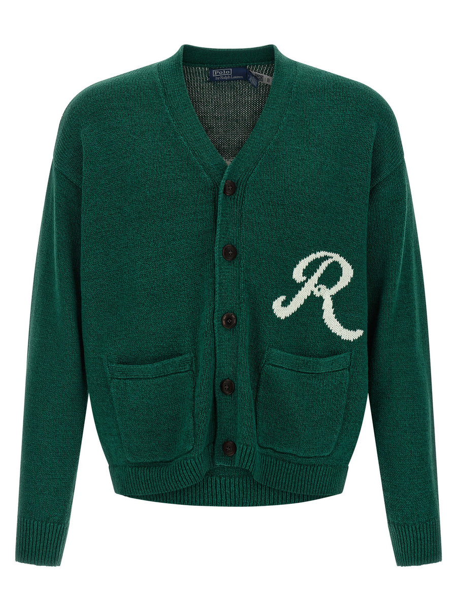 Polo Ralph Lauren Intarsia Logo Cardigan for Men Breathable Linen-Cotton Blend Lightweight Knit with Button Front