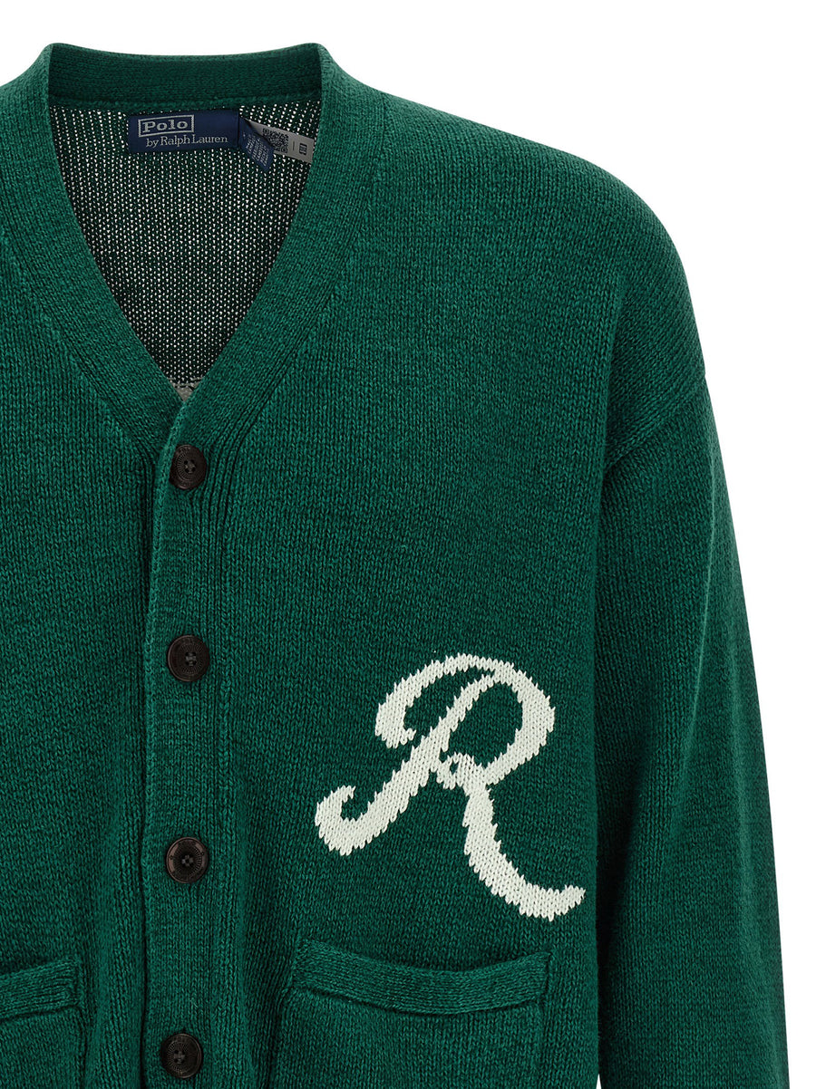 Polo Ralph Lauren Intarsia Logo Cardigan for Men Breathable Linen-Cotton Blend Lightweight Knit with Button Front